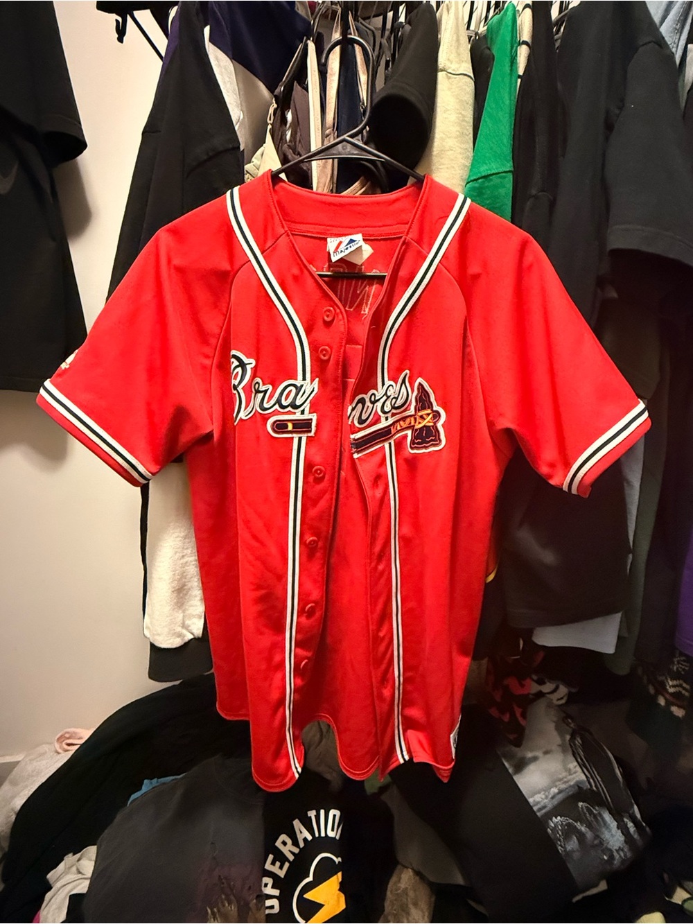 Braves Red Kids Button-Up Jersey